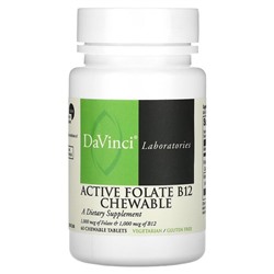 DaVinci Активный жевательный препарат фолиевой кислоты B12, 60 жевательных таблеток