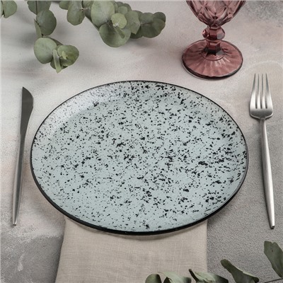 Тарелка стеклянная обеденная Magistro «Мрамор», d=24,5 см, цвет серый