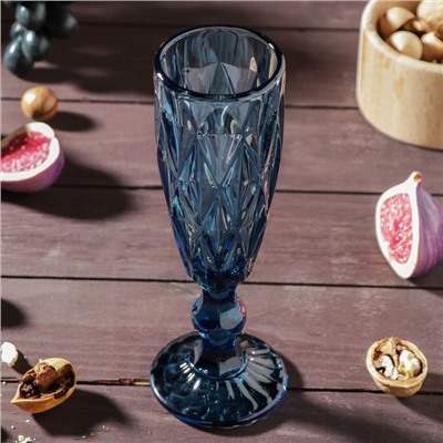 Набор бокалов стеклянных для шампанского Magistro «Круиз», 160 мл, 7×20 см, 6 шт, цвет синий