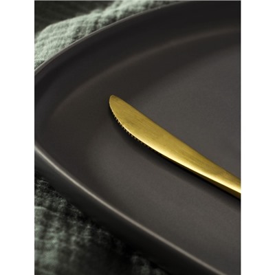 Нож столовый из нержавеющей стали Magistro «Фолк», длина 22 см, цвет золотой, серебряная ручка