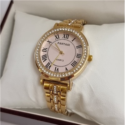 Наручные часы с металлическим браслетом, цвет циферблата розовый, Ч302450, арт.126.032