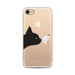 Силиконовый чехол Черный кот и бабочка на iPhone 7