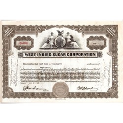 Акция Производство сахара премиум класса West Indies, США (1940-е, 1950-е гг.)