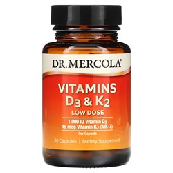 Dr. Mercola Витамины D3 & K2 Низкая доза - 30 капсул - Dr. Mercola