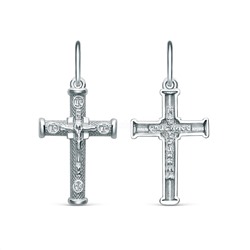 Крест из серебра родированный - 2,8 см 925 пробы Кр-814р