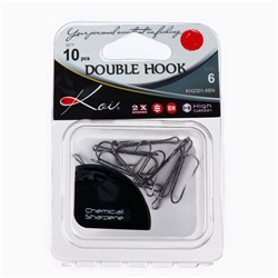 Крючки двойные KOI DOUBLE HOOK, цвет BN, № 6, 10 шт.