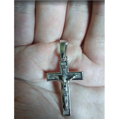 Крест из серебра родированный - 5 см