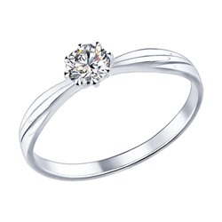 Помолвочное кольцо из серебра с фианитом, 89010009