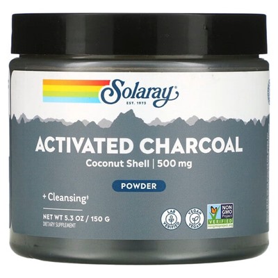Solaray Активированный порошок кокосового угля, 500 мг, 5,3 унции (150 г)