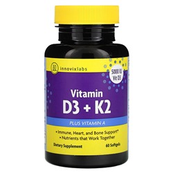 InnovixLabs Витамин D3 + K2, 60 мягких таблеток