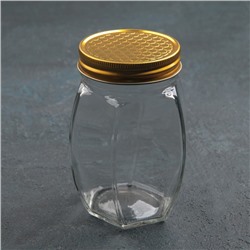 Баночка стеклянная для мёда и варенья «Соты», 400 мл, 8×12 см