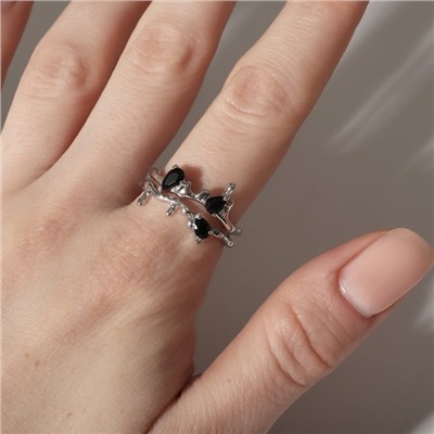 Кольцо «Чары», цвет чёрный в серебре, безразмерное