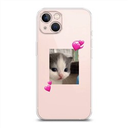 Силиконовый чехол Милый котик на iPhone 13