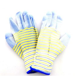 Перчатки нейлон желто голубая полоса.нитриловое покрытие (уп.12) &12