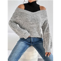 SHEIN LUNE Pullover mit zweifarbig schulterfrei 2 in 1