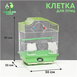 Клетка для птиц укомплектованная Bd-1/4f, 30 х 23 х 39 см, зелёная