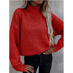 Pullover mit hochgeschlossenem Ausschnitt, Drop Shoulder