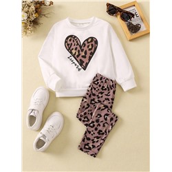 SHEIN Genkimix Kids Kleines Mädchen Herz & Buchstabe Grafik, Sweatshirt & Leggings