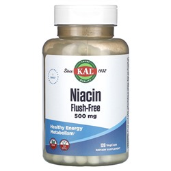 KAL Ниацин, не смываемый, 500 мг, 120 растительных капсул