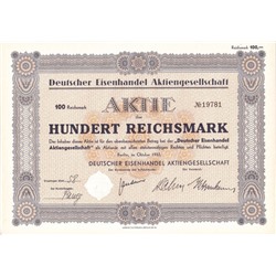 Акция Производство и продажа железа и стали, 100 рейхсмарок 1932 год, Германия