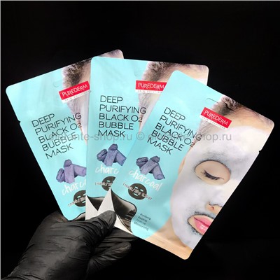 Кислородная маска Purederm Deep Purifying Black O2 Bubble Mask Charcoal (78)