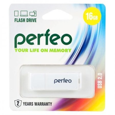 16Gb Perfeo C04 White USB 2.0 (PF-C04W016)