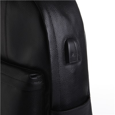Рюкзак женский городской на молнии, 4 наружных кармана, цвет чёрный