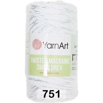 Пряжа Yarnart Macrame Twisted 3 Mm Lurex