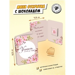 Мини открытка, УЧИТЕЛЬ, молочный шоколад, 5 г, TM Chokocat
