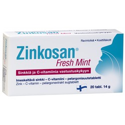 Минералы для тела  Zinkosan Freshmint + vitamin C + Pelargonium 20pcs