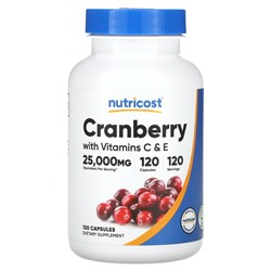 Nutricost Клюква с витаминами С и Е, 120 капсул