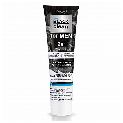 Крем после бритья+Бальзам Black Clean for men 2в1 увлажняющий 100мл Витэкс/20/М