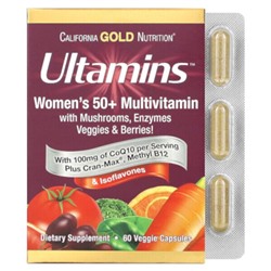 California Gold Nutrition Ultamins Мультивитамины для женщин 50+ с CoQ10, Грибами, Ферментами, Овощами и Ягодами - 60 растительных капсул - California Gold Nutrition