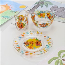 Набор детской посуды «Три кота», 3 предмета: тарелка, салатник, кружка