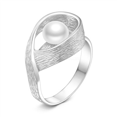 Кольцо из серебра с культивированным жемчугом родированное