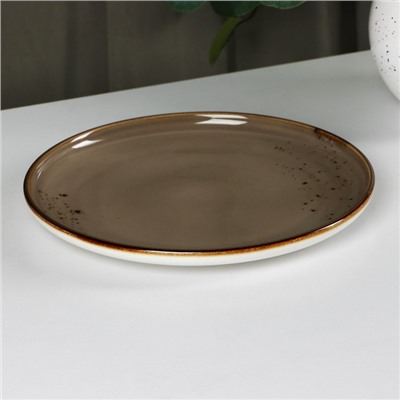 Тарелка фарфоровая обеденная Magistro «Церера», d=20 см, цвет коричневый