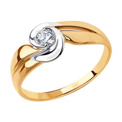 Кольцо из золота с фианитом, 018472