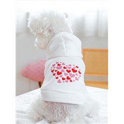 1 Stück Haustier Kleidung, Süßer Herz- Und Zwei-fuß-, Kapuzen- Und Weiß Geprägter Sweatshirt Für Kleine Und Mittelgroße Hunde Und Katzen