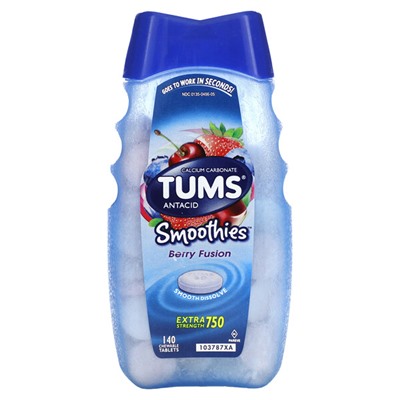 Tums Extra Strength Antacid, Smoothies, Вкус лесных ягод - 140 жевательных таблеток - Tums