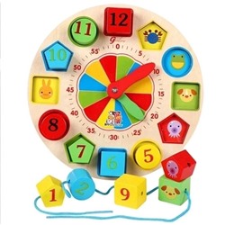 Игровой набор "Часы со шнуровкой" деревянные 22×22.5×3.5см