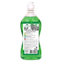 ELF Green Apple/Универсальное нейтральное чистящее средство GS4. Средство для мытья посуды Яблоко, 1л (пуш-пул)