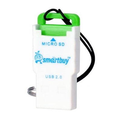 Карт-ридер внешний USB SmartBuy SBR-707-G Green, microSD