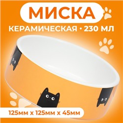 Миска керамическая "Удивление" 230 мл  12,5 x 4,5 cм, жёлтая