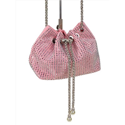 Женская сумочка из велюра со стразами, цвет розовый
