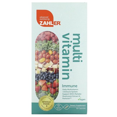 Zahler Multivitamin Immune, ежедневная поддержка мульти+иммунитета с майтаке и парактином, 60 капсул