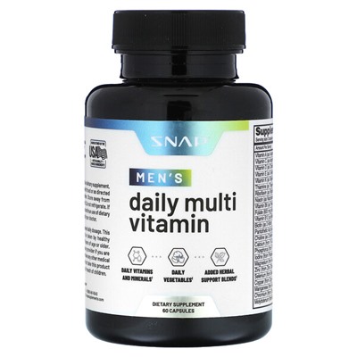 Snap Supplements Ежедневные мультивитамины для мужчин, 60 капсул
