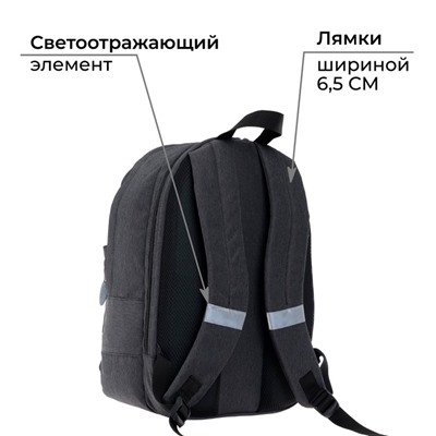 Рюкзак молодёжный, 38 х 28 х 19 см, эргономичная спинка, Calligrata Э "Листья", чёрный