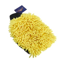 Варежка для мытья авто CARTAGE, 25×19 см, двухсторонняя, желто-серая