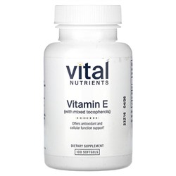 Vital Nutrients Витамин Е со смесью токоферолов, 100 мягких таблеток