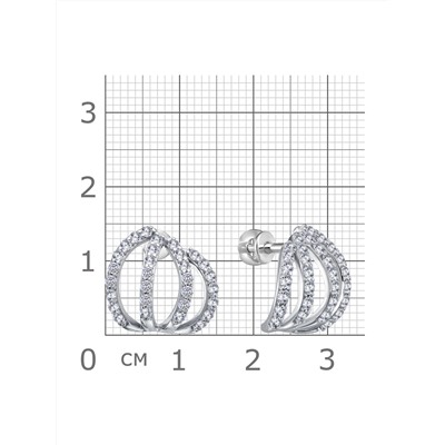 Серьги с фианитом родированные серебро 925*